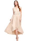 Multi-Wear Crossover Short Front And Long Back Backless Sexy Long Dress