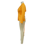 Fashion Women's Sexy V Neck Blazer Solid Color Long Sleeve Coat