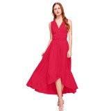 Multi-Wear Crossover Short Front And Long Back Backless Sexy Long Dress