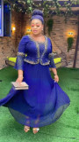 Africa Plus Size Beaded Solid Color Dress Women's Fake Two Piece Pleated Dress