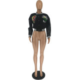Women's Fashion Casual Jackets Embroidered Baseball Coats