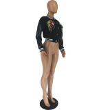 Women's Fashion Casual Jackets Embroidered Baseball Coats