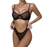 Women's Mesh See-Through Straps Two-Piece Sexy Lingerie Set