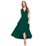 Multi-Wear Crossover Short Front And Long Back Backless Sexy Long Dress
