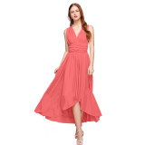 Multi-Wear Crossover Short Front And Long Back Backless Sexy Long Dress