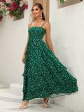 Summer Women's Sexy Floral Printed Strap A-Line Long Dress
