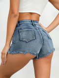 Sexy Casual High Waist Stretch Plus Size Ripped Women Denim Shorts
