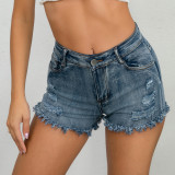 Sexy Casual High Waist Stretch Plus Size Ripped Women Denim Shorts
