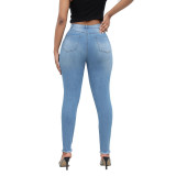 Autumn High Quality Ripped Women's High Waist Denim Pants