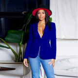 Fashion Women's Sexy V Neck Blazer Solid Color Long Sleeve Coat