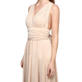 Multi-Wear Crossover Short Front And Long Back Backless Sexy Long Dress