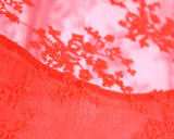 Autumn Women's Red Long Sleeve Lace See-Through Evening Gown