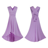Multi-Wear Crossover Short Front And Long Back Backless Sexy Long Dress