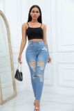 Autumn High Quality Ripped Women's High Waist Denim Pants