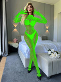 Sexy Lingerie Long-Sleeved One-Piece See-Through Fishnet Bodystockings