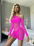 Sexy Lingerie Long Sleeve Sexy Hollow Bodycon  Nightdress