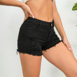 Sexy Casual High Waist Stretch Plus Size Ripped Women Denim Shorts