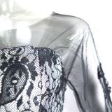 Women's Lacemesh Slim Prom Long Evening Dress