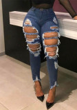 Style Trendy Ripped Women's Tight  Denim Pants