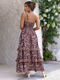 Summer Sexy Fashion Casual Leopard Print Straps A-Line Long Dress