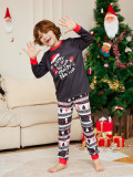 Christmas Cartoon Hat Letter Round Neck Long Sleeve Family Pajama Two-piece Set