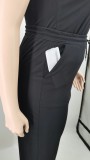 Plus Size Women Top and Ripped Wide Leg Pants Set of Two