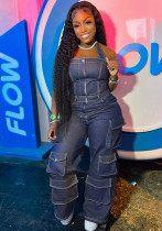 Women Extra Large Belt Bag Denim Jumpsuit Women Extra Large Belt Bag Denim Jumpsuit