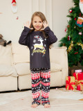 Christmas Cartoon Elk Letter Round Neck Family Pajama Two-piece Set