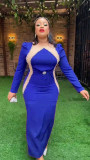 Africa Plus Size Women Long Sleeve Slit Dress