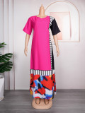 Plus Size African Women Graffiti Contrast Dress