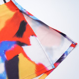 Plus Size African Women Graffiti Contrast Dress