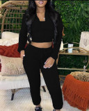 Women zipper Crop Top and Pant two-piece set