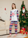 Christmas Cartoon Letter Antler Print Family Pajama Two Piece Set