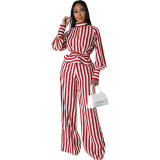 Women Casual Long Sleeve Top and Pants Two-piece Set