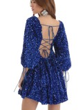 Plus Size Women Sequin Summer Casual Round Neck Short Sleeve Solid Dress