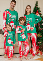 Christmas Cartoon Santa Claus Letter Printed Family Pajama Two-piece Set Christmas Cartoon Santa Claus Letter Printed Family Pajama Two-piece Set