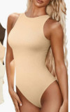 Women Summer One-piece Sleeveless Ribbed Swimsuit