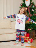 Christmas Cartoon Letter Antler Print Family Pajama Two Piece Set