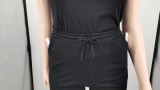 Plus Size Women Top and Ripped Wide Leg Pants Set of Two