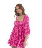 Plus Size Women Sequin Summer Casual Round Neck Short Sleeve Solid Dress