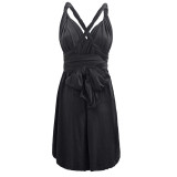 Women Sexy Backless Lace-Up Dress