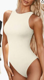 Women Summer One-piece Sleeveless Ribbed Swimsuit