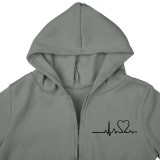 Women Letter Printed Plush Hoodies and Pant Casual Three-Piece