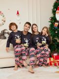 Christmas Cartoon Elk Letter Round Neck Family Pajama Two-piece Set