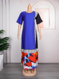 Plus Size African Women Graffiti Contrast Dress