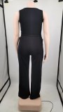 Plus Size Women Top and Ripped Wide Leg Pants Set of Two