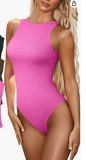 Women Summer One-piece Sleeveless Ribbed Swimsuit