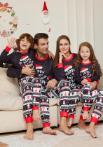 Christmas Cartoon Hat Letter Round Neck Long Sleeve Family Pajama Two-piece Set Christmas Cartoon Hat Letter Round Neck Long Sleeve Family Pajama Two-piece Set