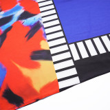 Plus Size African Women Graffiti Contrast Dress