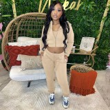 Hoodies Fashion Solid Three-Piece Tracksuit Women's Clothing